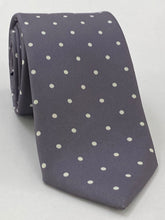 Off-White on Charcoal Gray Print Dot Silk Tie MCDT-32